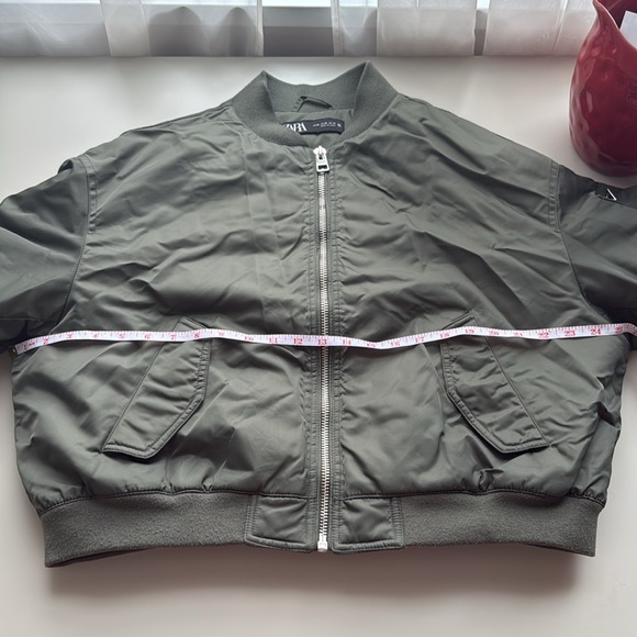 Zara Khaki Green Bomber Jacket Size XL - Picture 7 of 10